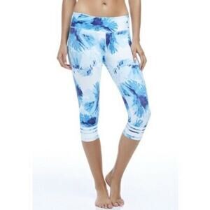 Fabletics Blue White Floral Striped Capri Leggings